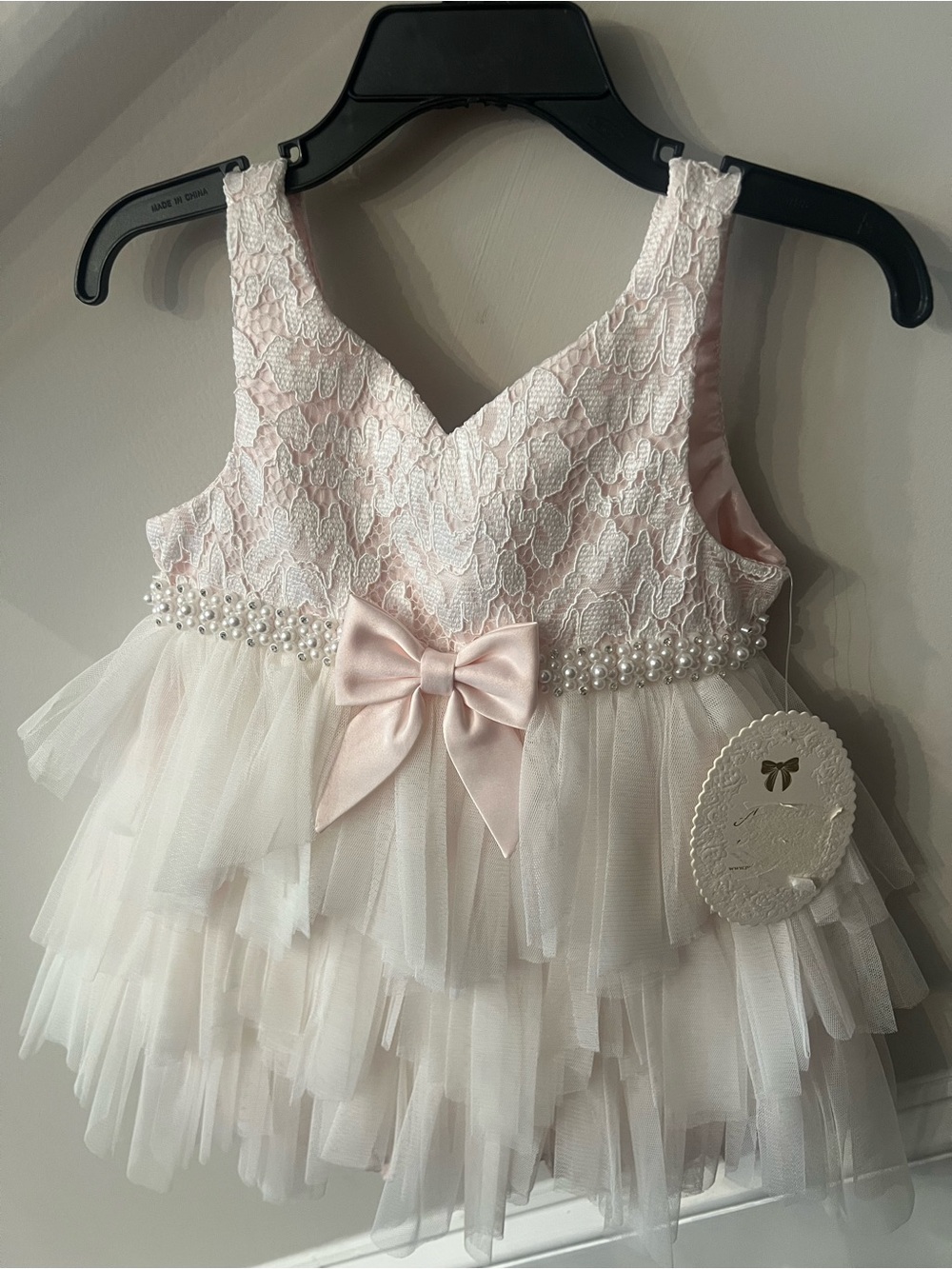 American Princess Girls Pink & White Formal Dress